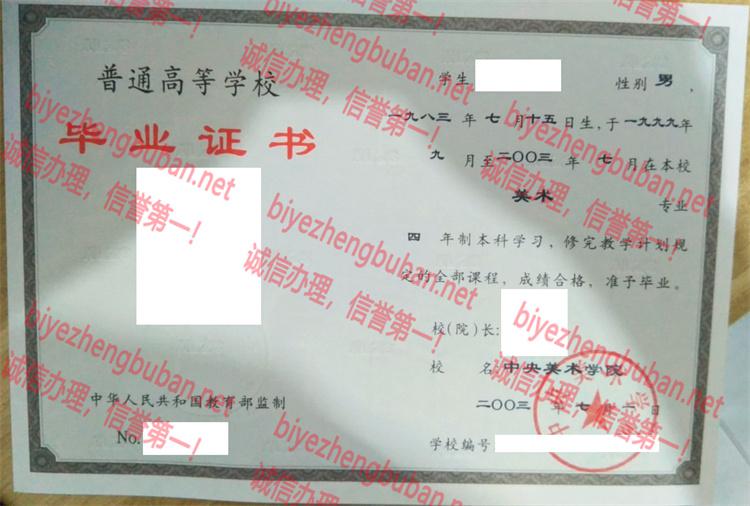 2003中央美术学院<a href='http://www.biyezhengbuban.net/byzyb/' target='_blank'><u>毕业证样本</u></a>